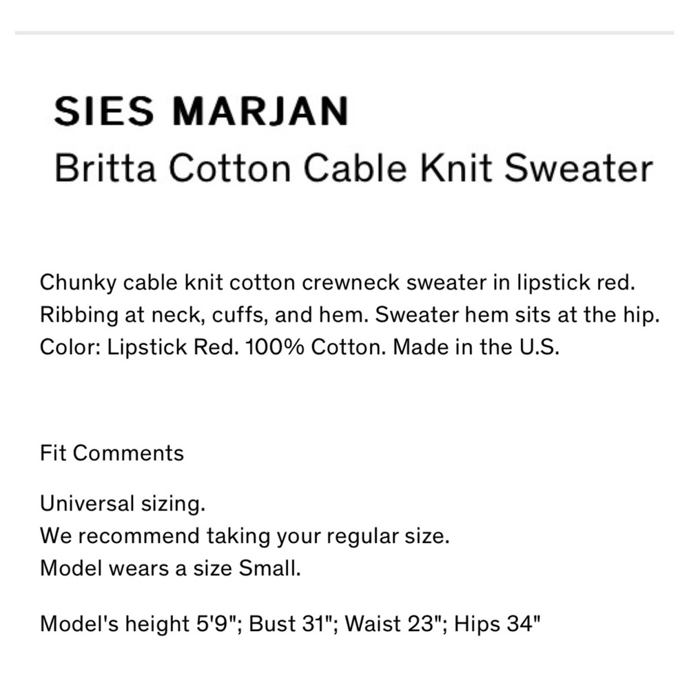 Sies Marjan Britta Cotton Cable Knit Sweater in Lipstick Red - Picture 7 of 9